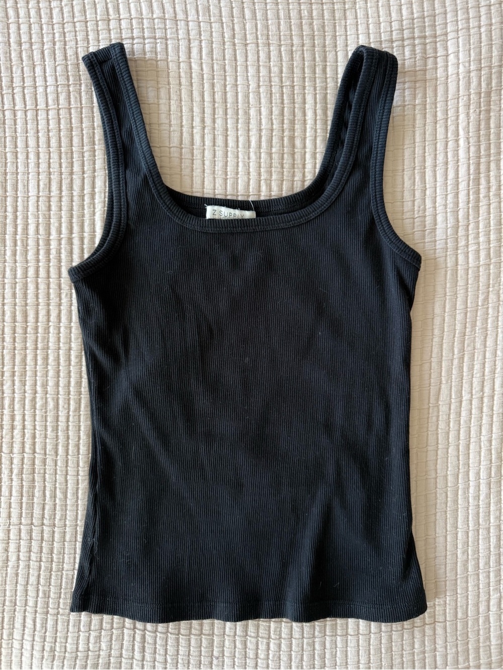 Z Supply Black Ribbed Tank Top - Women's Scoop Neck